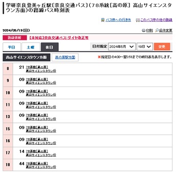 登美ヶ丘から大学へのバス