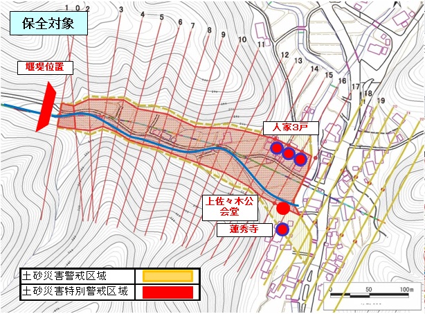 シブラ谷川砂防えん堤平面図です。