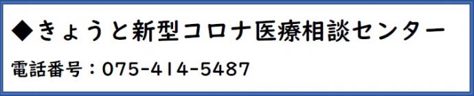 きょうと新型コロナ医療相談センターは電話番号075-414-5487へ