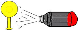 空気砲で的をねらっている絵