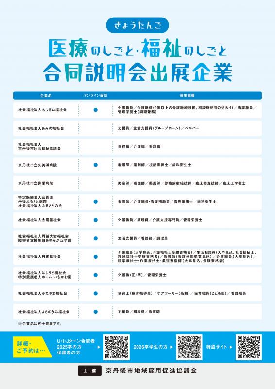 きょうたんご医療のしごと・福祉のしごと 合同説明会2