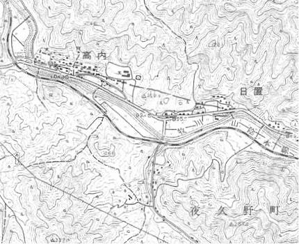 夜久野中学附近の地形図