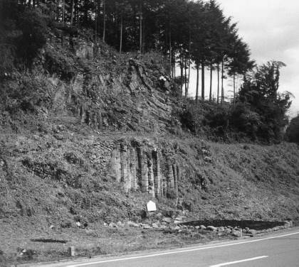 上夜久野駅南東方、大油子西方の玄武岩　1998年4月15日　中川淳美撮影