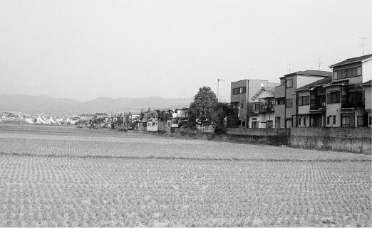 宇治市西小倉地区の巨椋池干拓地と新興住宅地