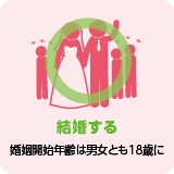 結婚する（婚姻開始年齢は男女とも18歳に）：○