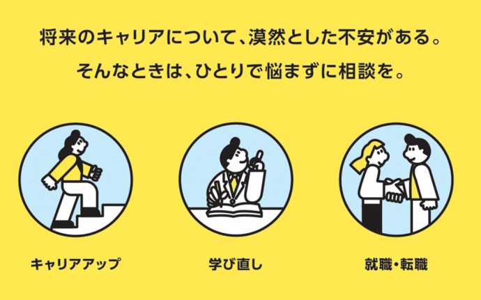 キャリアアップ、学び直し、就職・転職について相談できます
