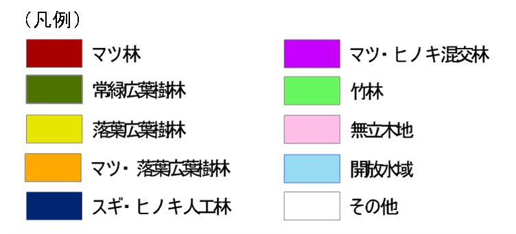 図8　東山における森林の変化（高原、奥田,2008）凡例