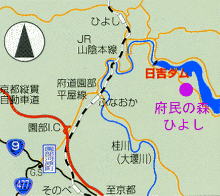 府民の森ひよしへの地図