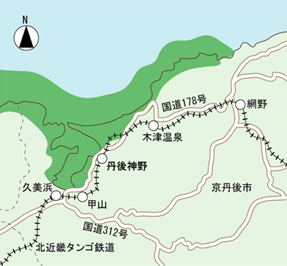 山陰海岸国立公園周辺の地図