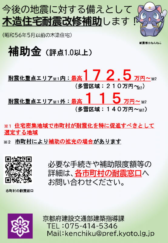 木造住宅耐震改修補助のチラシの画像