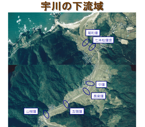 宇川下流域の堰の状況