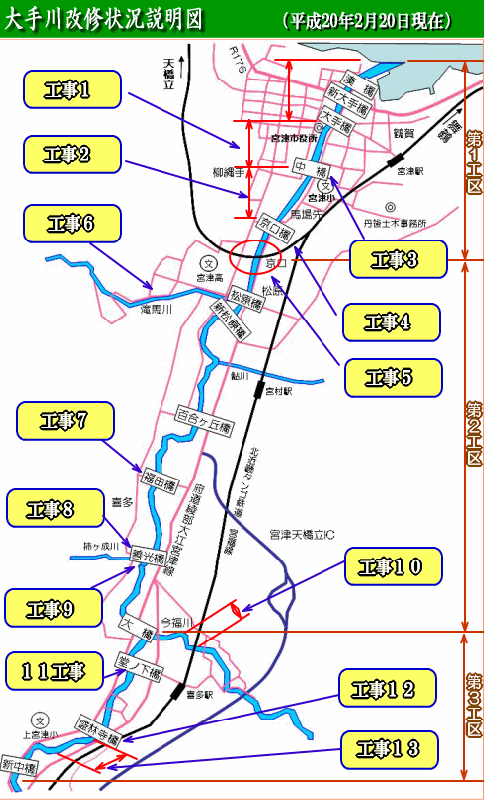 2月20日現在の工事実施状況説明図