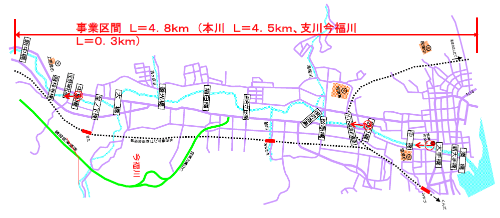 大手川改修位置図